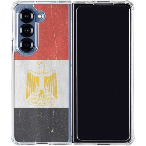 Egyptian Flag Distressed Galaxy Z Fold6 Clear Case